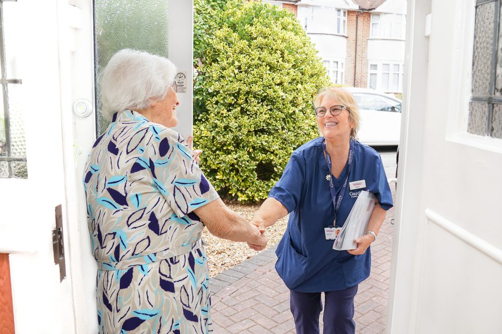 Carer entering client's home